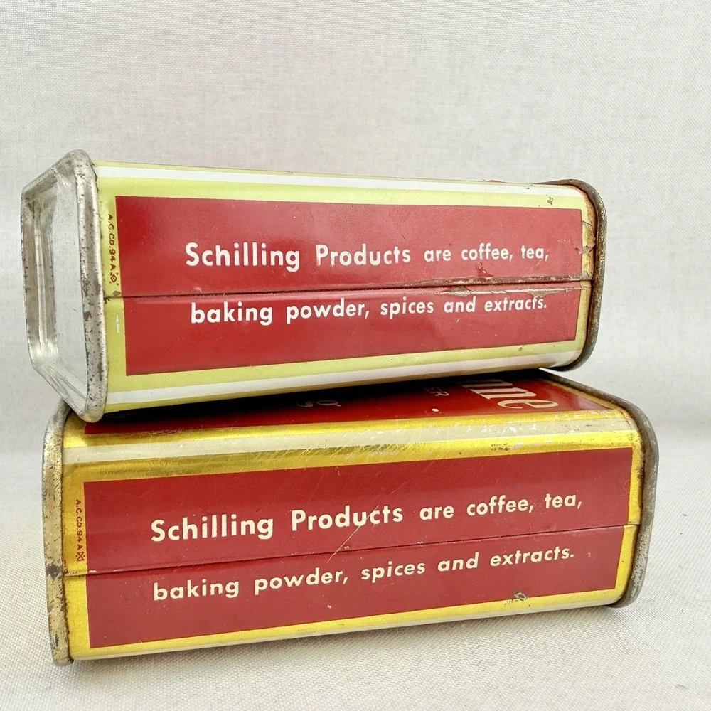 Vintage Spice Tins 1933 Cayenne & Ginger A. Schilling & Co. San Francisco 2 oz